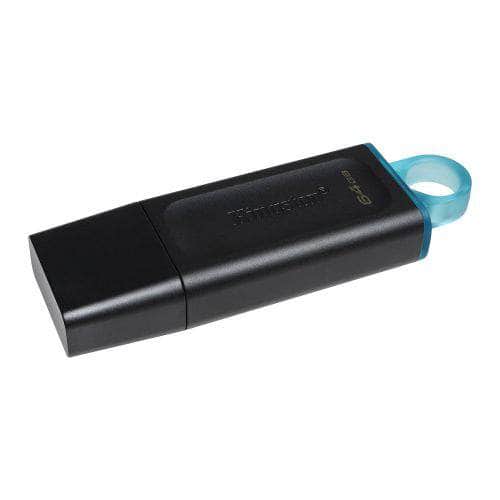 My Store Kingston's DataTraveler Exodia 64GB USB 3.2 Gen1 Memory Pen, featuring a durable cap and convenient key ring attachment.