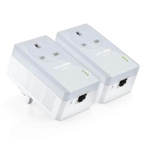My Store Powerline TP-LINK TL-PA4010P KIT AV600 Powerline Adapter Kit - 1-Port, 10/100, AC Pass Through for Seamless Home Networking